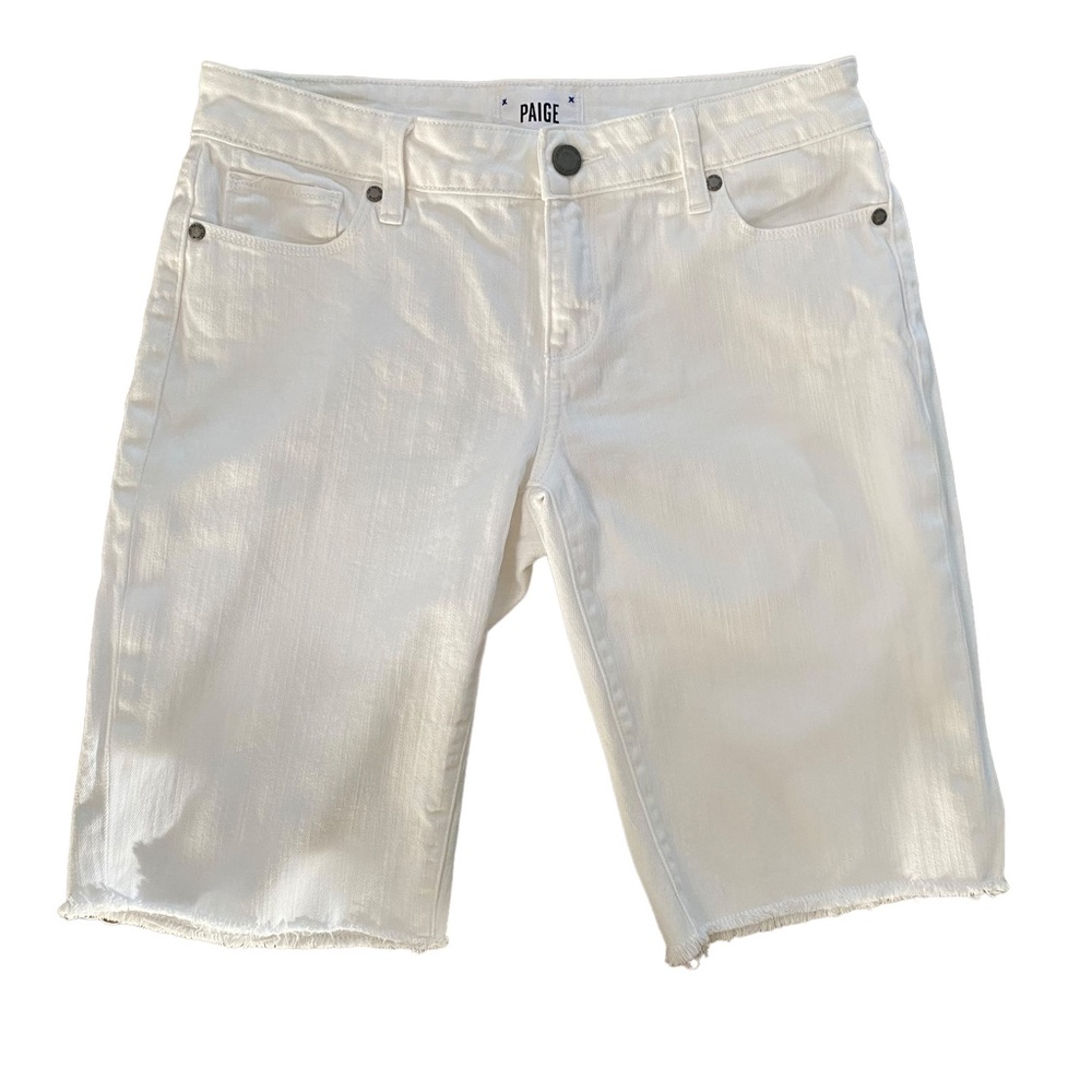 PAIGE Jax Bermuda white Shorts Rolled Cuff or Raw Hem Size 28 - Picture 7 of 12